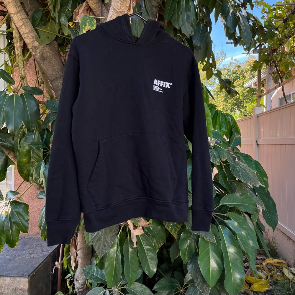 Affix black Hoodie Graphic white Print Crew Neck Hoodie!